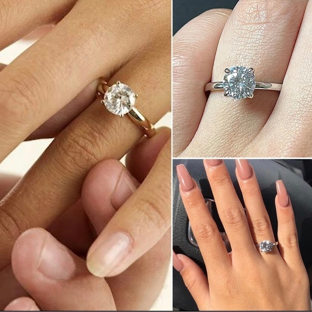 Platinum Plated Engagement Ring w/5 Color 1.5CT Interchangeable Zircon Diamond - Picture 7 of 7